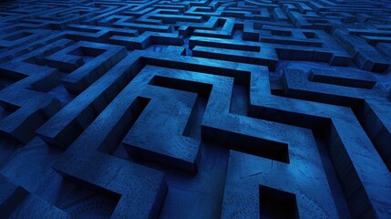 Abstract blue labyrinth background, complexity and difficulties abstract blue backdrop
