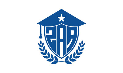 ZAA three letter iconic academic logo design vector template. monogram, abstract, school, college, university, graduation cap symbol logo, shield, model, institute, educational, coaching canter, tech