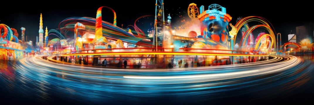 A Vibrant Abstract Amusement Park Scene, Background Image, Background For Banner, HD