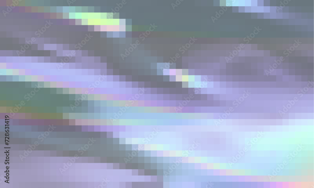 Poster holographic rainbow neon geometric shapes abstract background, pixelated vector pattern