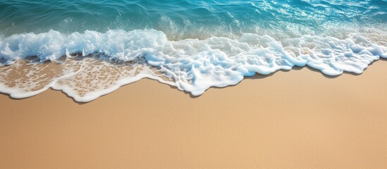Fototapeta na wymiar Sea waves on the beach, copy space. Generative AI