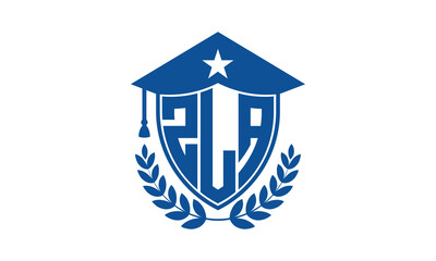 ZLA three letter iconic academic logo design vector template. monogram, abstract, school, college, university, graduation cap symbol logo, shield, model, institute, educational, coaching canter, tech