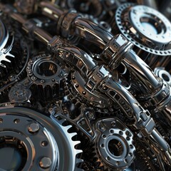 Abstract modern engine wallpaper, gears and cogs close-up technology background