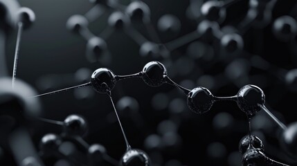 Abstract black molecules background, chemical compounds for pharmacy or medicine theme backdrop