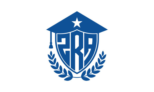 ZRA three letter iconic academic logo design vector template. monogram, abstract, school, college, university, graduation cap symbol logo, shield, model, institute, educational, coaching canter, tech