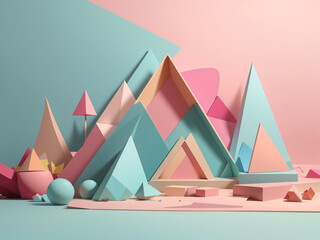 Triangular Radiance: 3D Render Abstract Background with Triangle Corner Perspective

