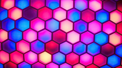 brightly lit hexagonal glass background