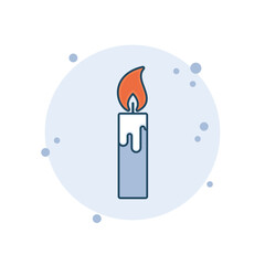 Cartoon candlelight icon vector illustration. Candl light on bubbles background. Flame sign concept.
