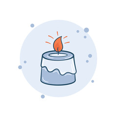 Candlelight icon vector illustration. Cartoon candle on bubbles background. Flame sign concept.