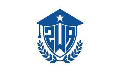 ZWA three letter iconic academic logo design vector template. monogram, abstract, school, college, university, graduation cap symbol logo, shield, model, institute, educational, coaching canter, tech