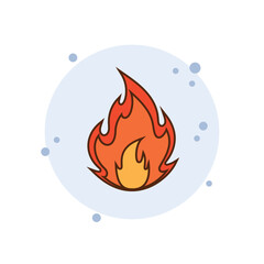 Cartoon fire icon vector illustration. Flame on bubbles background. Bonfire sign concept.