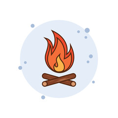 Cartoon fire icon vector illustration. Flame on bubbles background. Bonfire sign concept.