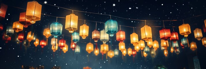 A Vibrant Festival Of Lanterns With Glowin, Background Image, Background For Banner, HD