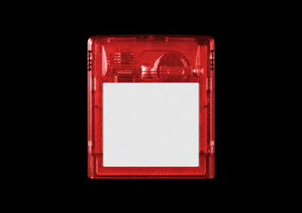 Old cartridge tape case on black background. Isolated game transparent mockup. Clean cover box template.