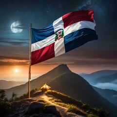 flag dominican republic - obrazy, fototapety, plakaty