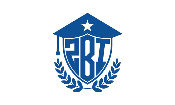 ZBI three letter iconic academic logo design vector template. monogram, abstract, school, college, university, graduation cap symbol logo, shield, model, institute, educational, coaching canter, tech