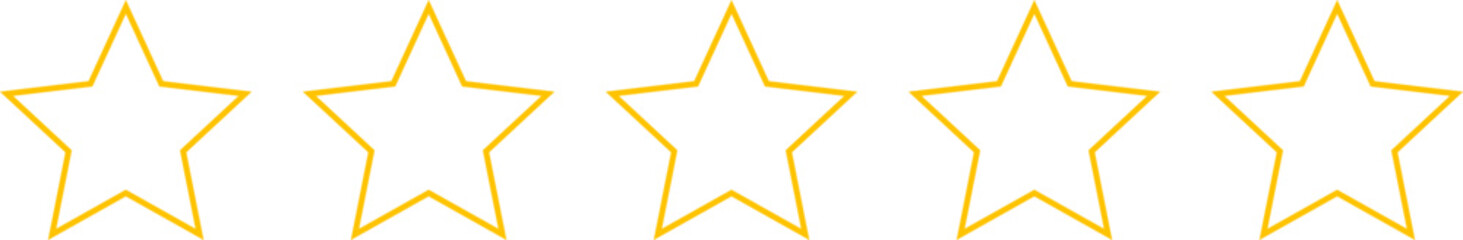 Star shape. Star icon. 5 Five Stars customer product rating review flat icon for apps and websites. Yellow star Rating symbol vector.
