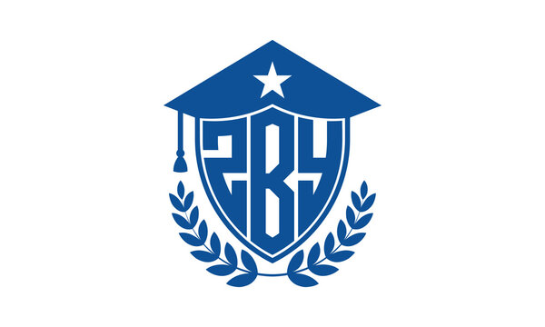 ZBY three letter iconic academic logo design vector template. monogram, abstract, school, college, university, graduation cap symbol logo, shield, model, institute, educational, coaching canter, tech