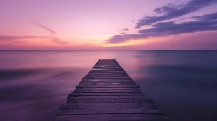 Photo sur Plexiglas Descente vers la plage Beautiful pier on the sea, sunset 