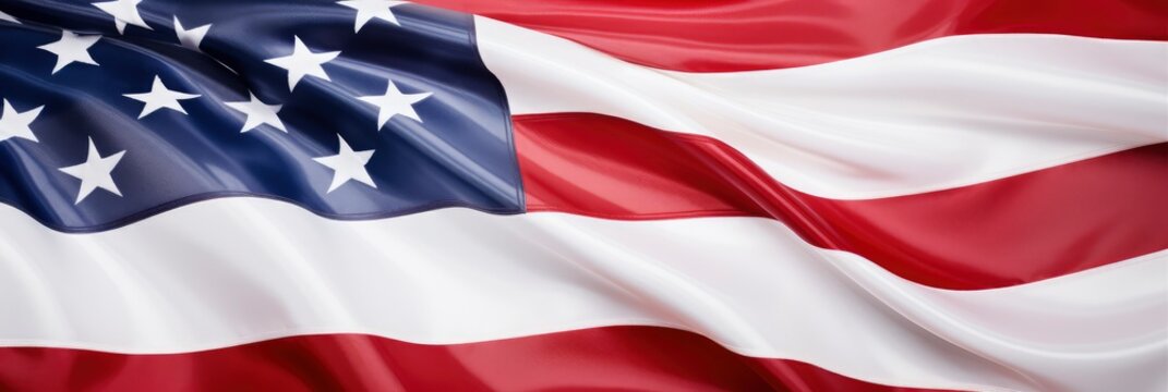 Closeup American Flag On White Background, Background Image, Background For Banner, HD