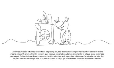 Healthy lifestyle one continuous line design. Single line decorative element drawn on white background.