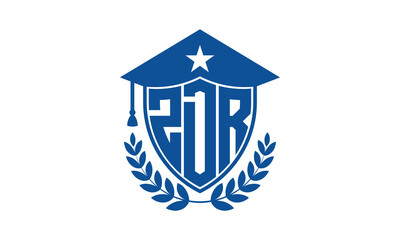 ZDR three letter iconic academic logo design vector template. monogram, abstract, school, college, university, graduation cap symbol logo, shield, model, institute, educational, coaching canter, tech