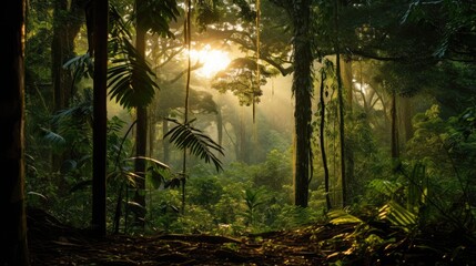  The scene is the dense and vibrant Amazon Rainforest.