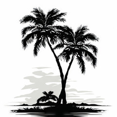 Silhouette of Palm Trees on Tropical Island

