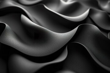 Black textures wallpaper. Abstract 4k background silk, smooth, waves pattern. Modern clean minimal backdrop design.