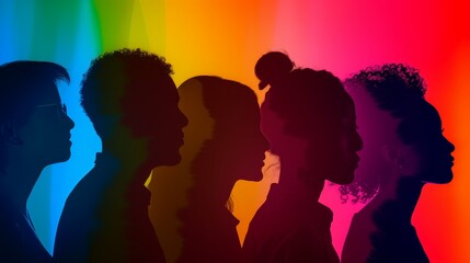 Celebrating diversity, silhouettes of employees from different backgrounds.