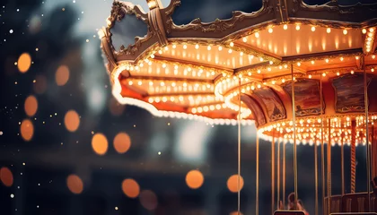 Stoff pro Meter Magical atmosphere and carousel with garland at night ,concept carnival © terra.incognita