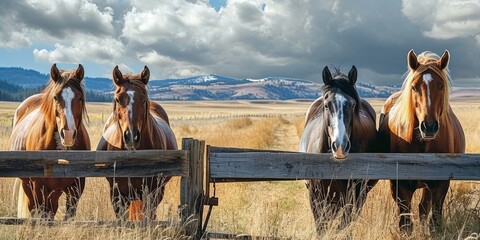 Gorgeous American Quarter horses, located in the dryhead area of Montana near Wyoming's border, Generative AI