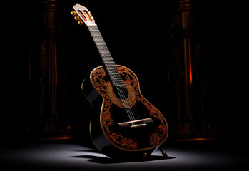 a classical guitar, in the style of photorealistic rendering