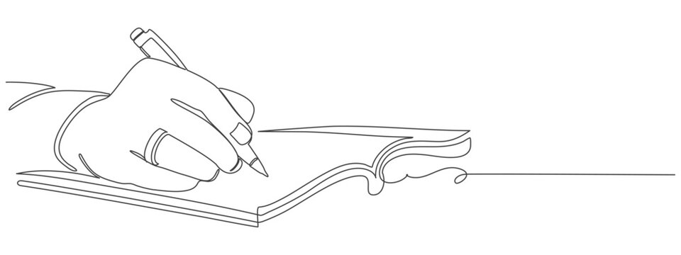 recommend clip art: line art hand writing continuous line art drawing hand with pen line art illustration	