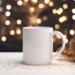 Obraz premium Blank Mug Magic, Christmas Setting Mockup for Festive Vibes