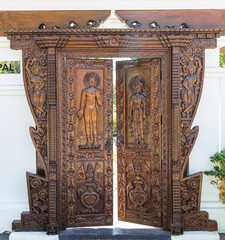 Design Nepal wooden door, carved wooden door, traditional Nepali carved door