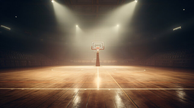 basketball court in the dark, basketball lighting