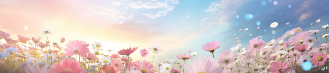 a beautiful cloudy sky with bright flowers
