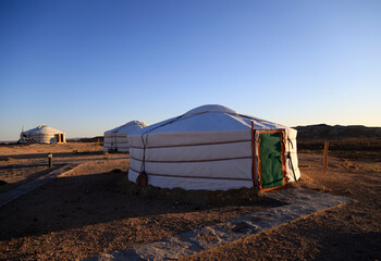 Get camp in the Mongolian steppe