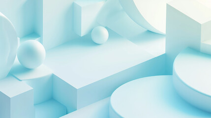 Obraz premium Rounded beveled soft 3d geometric shapes on a light background.