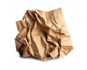 Crumpled brown shipping paper isolated on a white background