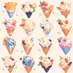 Foto op Canvas Assorted Ice Cream Cones Pattern © RobertGabriel
