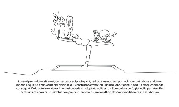 Healthy lifestyle one continuous line design. Single line decorative element drawn on white background.
