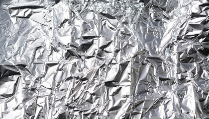 Foil silver crumpled metal aluminum texture background