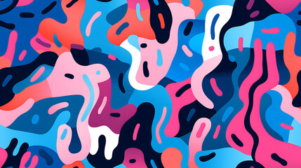 abstract hand pattern, blue and pink, smooth lines, organic patterns, flat, limited shading, bold graphic - Seamless tile. Endless and repeat print.