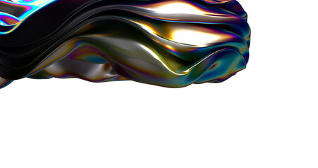 Obraz premium Fluid design twisted shapes holographic 3D abstract background iridescent wallpaper