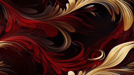 abstract art in rich dark red, silver and gold colors - Seamless tile. Endless and repeat print.
