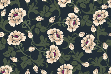 Seamless paisley embroidered floral motif pattern in vector, for design, fabric, wrapping, digital motif, background, wallpaper, print, clothing, etc.  © B_1_3