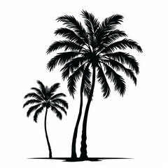 Silhouette of Palm Trees Against White Background

