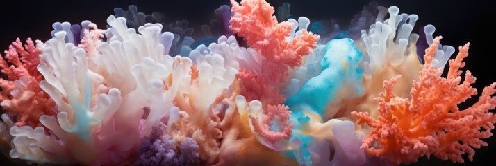 colorful coral reef background with corals - obrazy, fototapety, plakaty